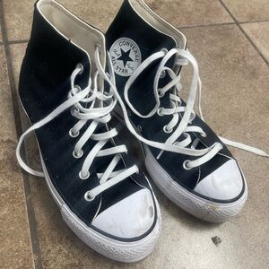 Converse Black High Top Sneakers PLATFORMS WIDE FIT